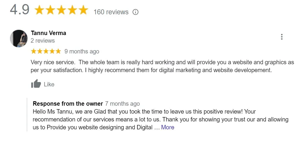 Google review of GotechDigi by Tannu Verma
