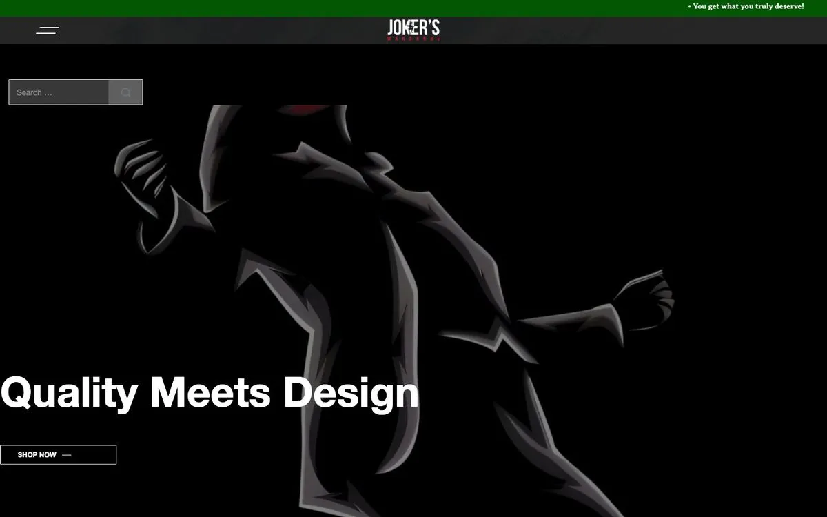 Joker’s Wardrobe website homepage designed by GotechDigi