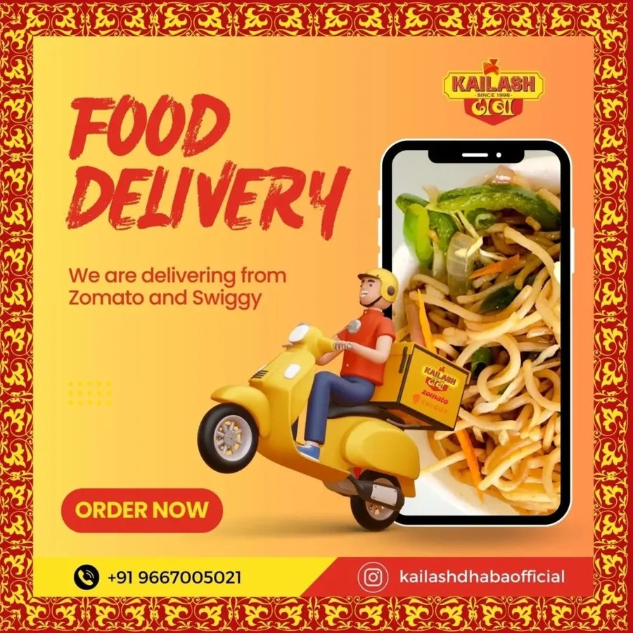 Kailash Dhaba Food Delivery social media post designed by GotechDigi
