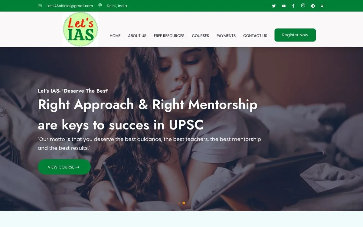 Let’s IAS website homepage designed by GotechDigi