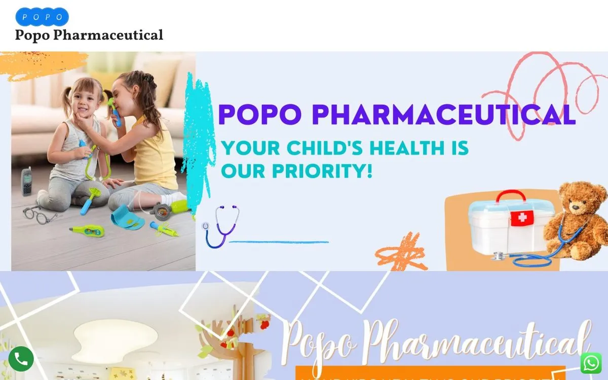 Popo Pharmaceutical website homepage designed by GotechDigi