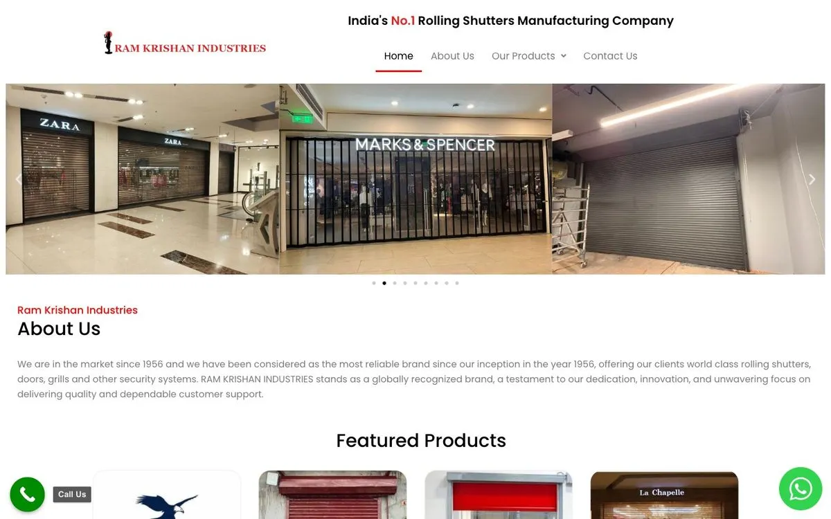 Ram Krishan Industries website homepage designed by GotechDigi