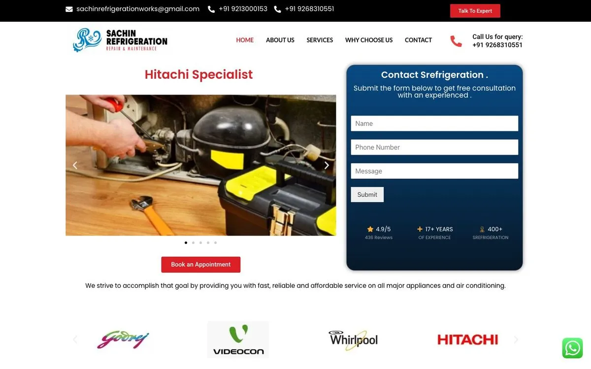 S Refrigeration website homepage designed by GotechDigi