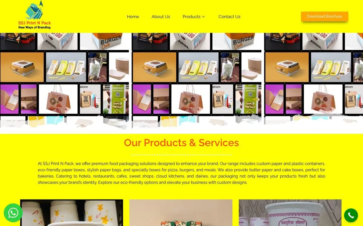 SSJ Print n Pack website homepage designed by GotechDigi