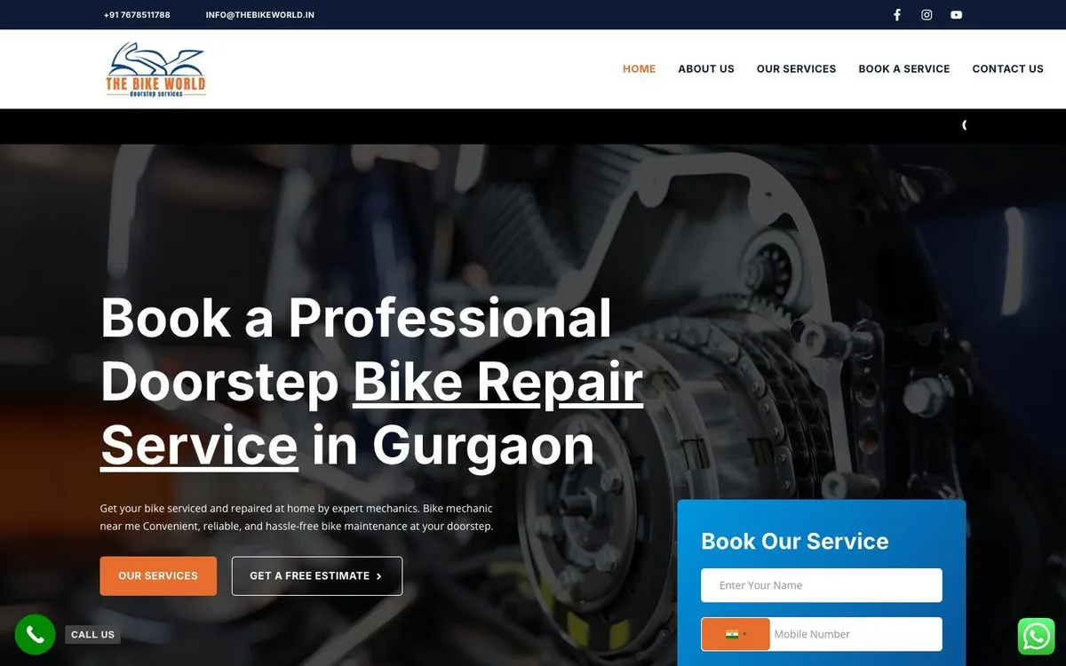 The Bike World website homepage designed by GotechDigi