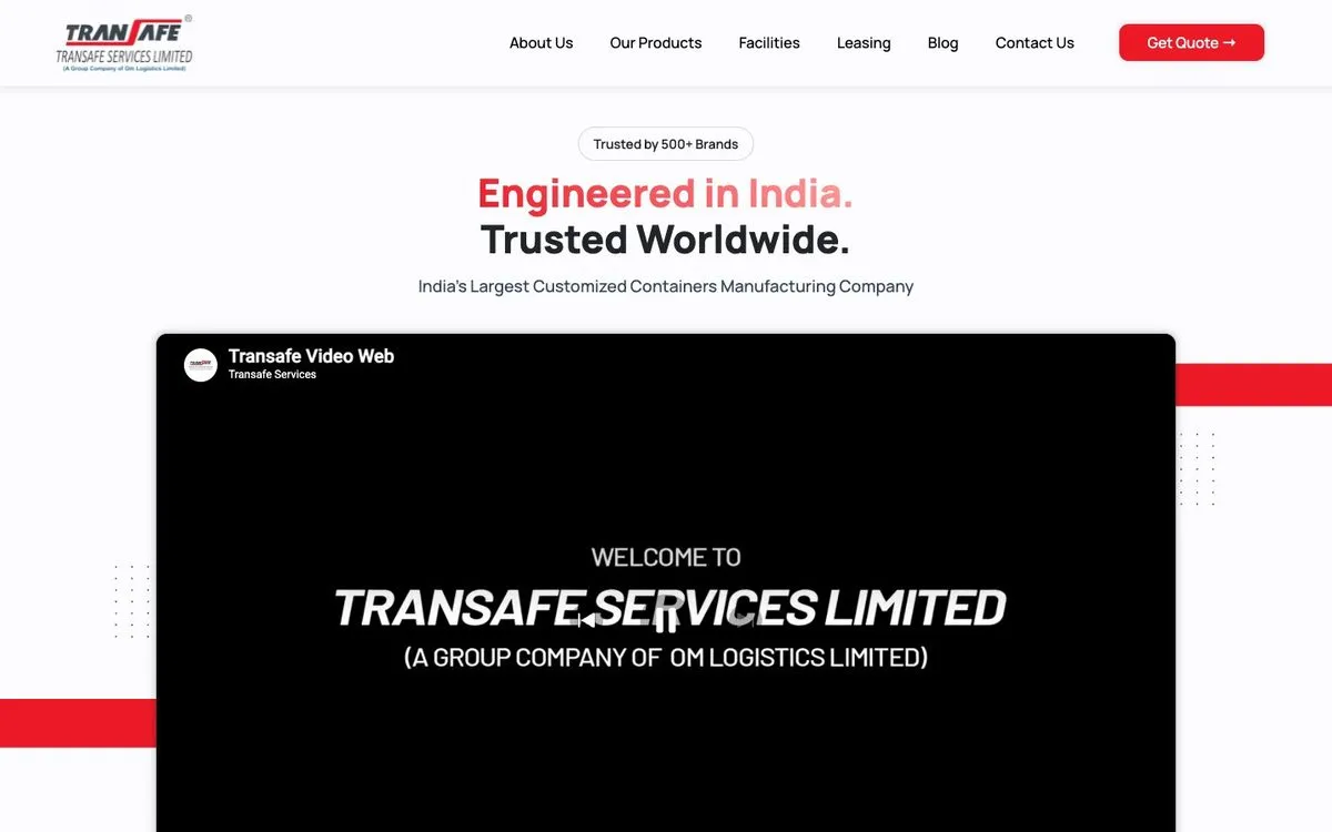 Transafe Services website homepage designed by GotechDigi
