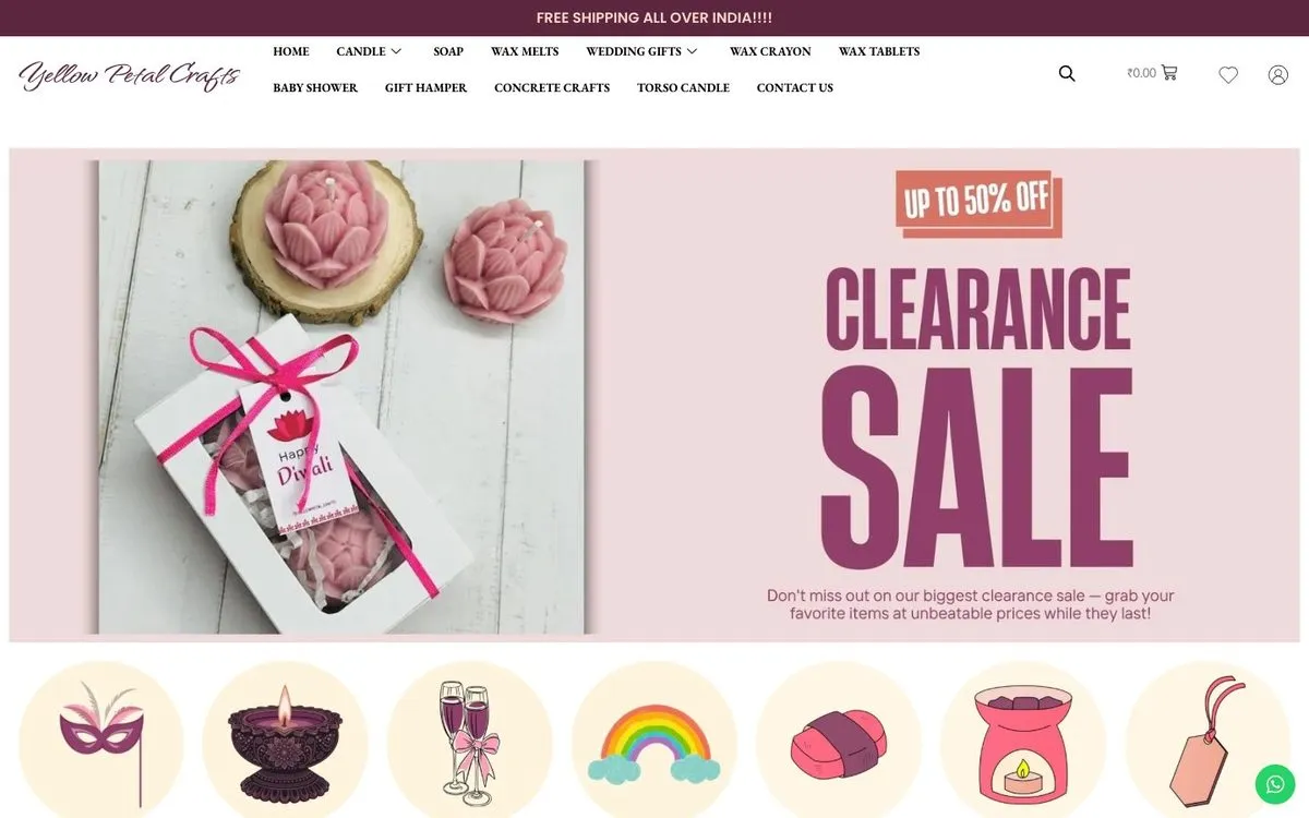 Yellow Petal Crafts website homepage designed by GotechDigi